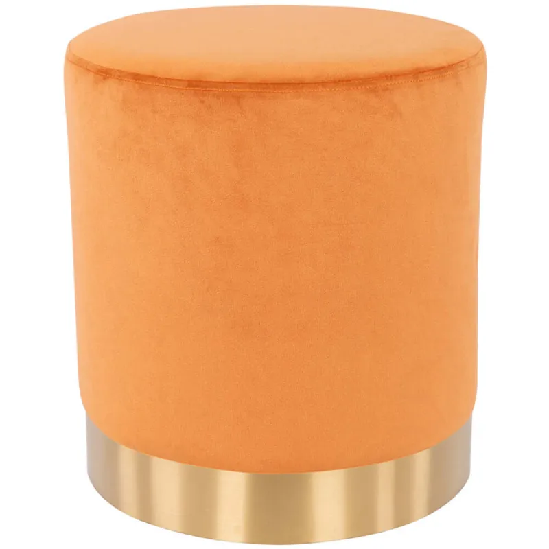 Pouf Poggiapiedi in Velluto Terracotta Struttura Legno 31x31x38 cm Base dorata Metallo Offerta Speciale