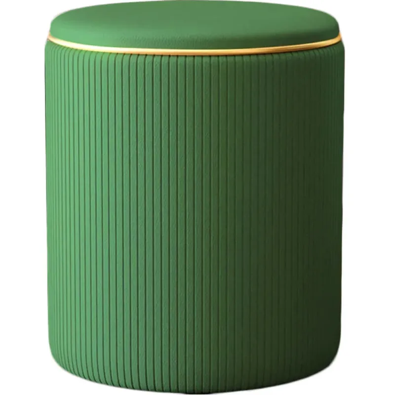 Pouf Contenitore Ecopelle Verde Decoro Oro Poggiapiedi Seduta Imbottita 35x45cm Reso Gratuito