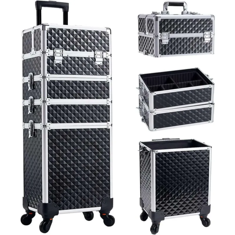 Compra Oggi Stesso Trolley Makeup 4in1 Valigetta Nero Trucco Estetista Beauty Case Ruote Staccabili