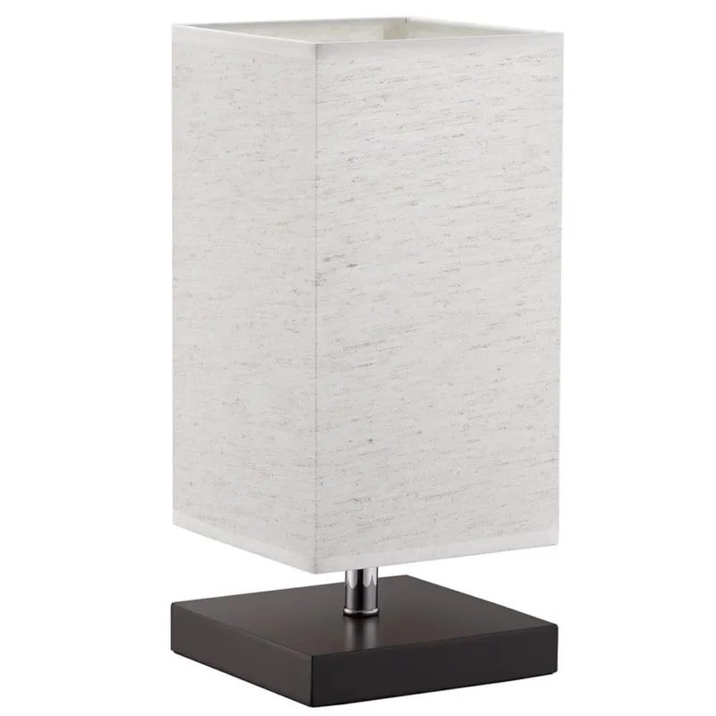 Vendita Finale Lampada da Tavolo Lume da Comodino in Legno e Tessuto Grigio Abatjour 32 x 14 cm