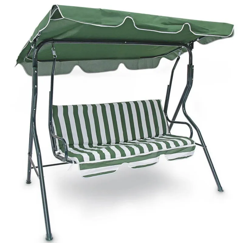 Sconto Dondolo da Giardino 3 Posti Altalena per Esterno Acciaio + Tettuccio Verde Green