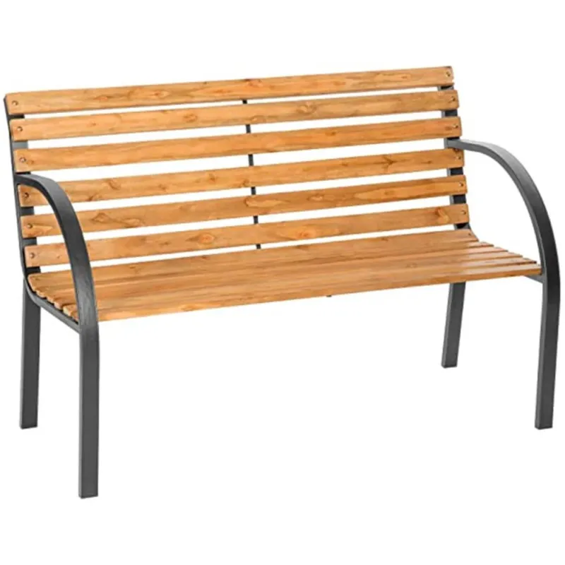 Offerta Speciale Panchina da Esterno Giardino Panca Stecche Legno e Struttura Acciaio 120x62x82cm