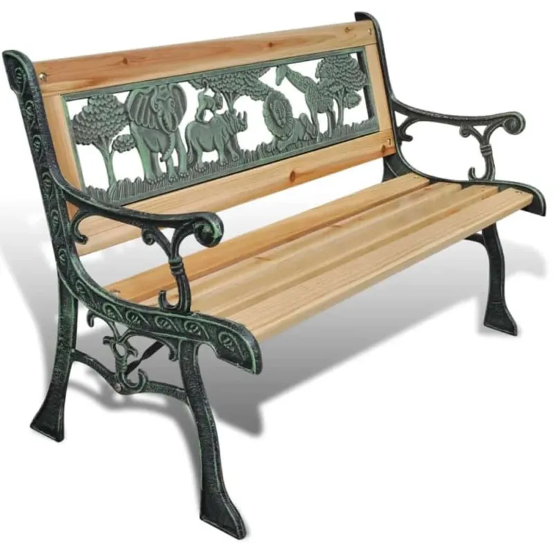 Panchina per Bambini da esterno Panca Giardino Baby Seduta in Ghisa e Legno 84cm Spedito Oggi