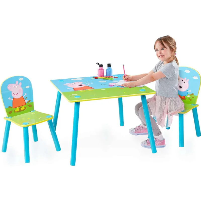 Peppa Pig Set Tavolo 2 Sedie per Bambini Tavolino Comfort Cameretta Idea Regalo Reso Gratuito