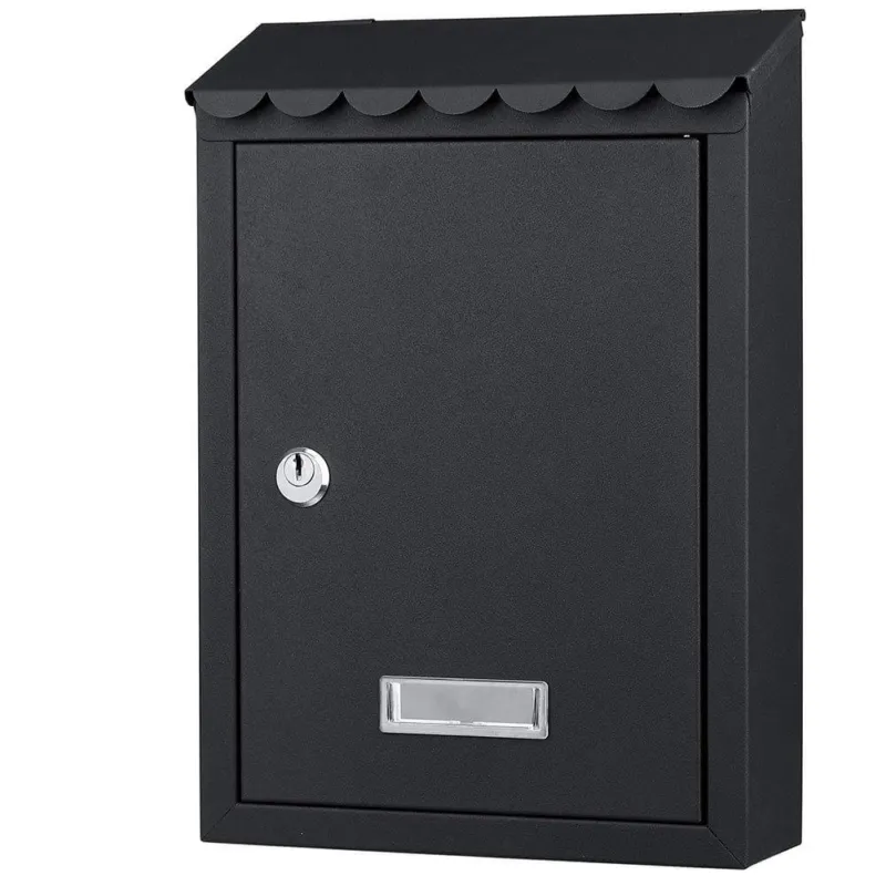 Offerta Lampo Cassetta Postale Parete in Acciaio Porta Lettere Posta Esterno con Chiave Nero