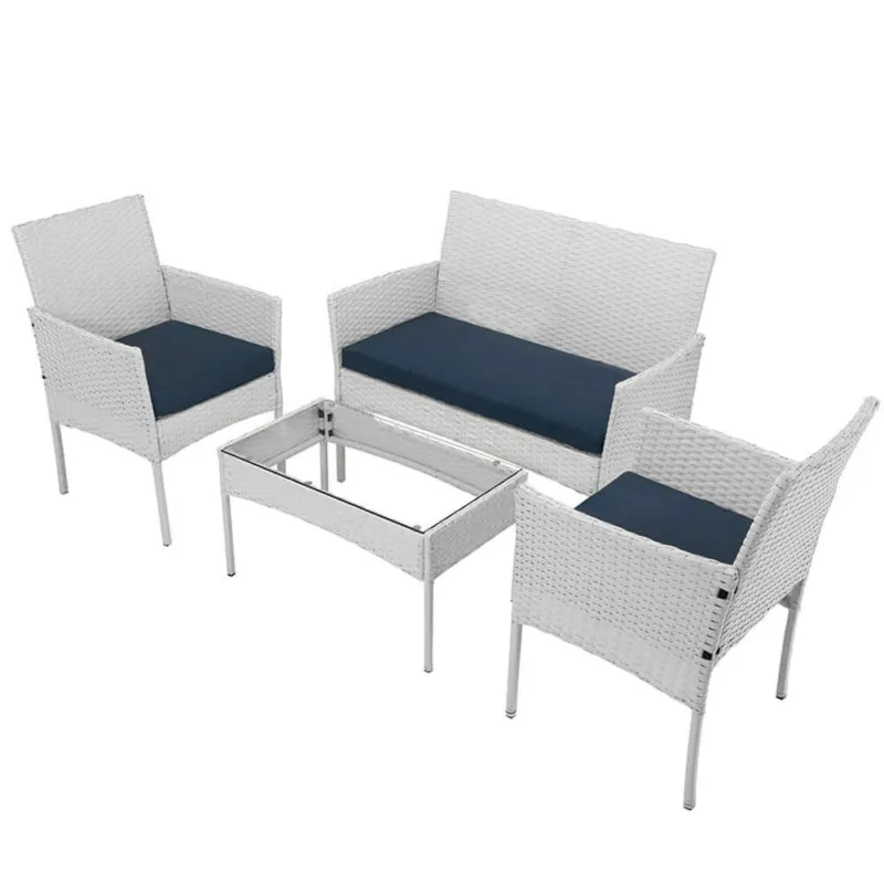 Set Salotto Completo Divano Poltrone Tavolino Poly Rattan Arredo Giardino Bianco Spedito Oggi