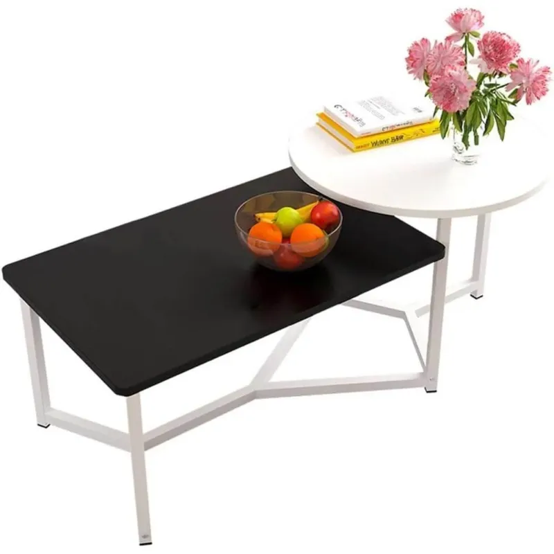 Promozione Tavolino Basso da Caffè 2 Ripiani Design Luxury Tavolo da Salotto Bianco e Nero