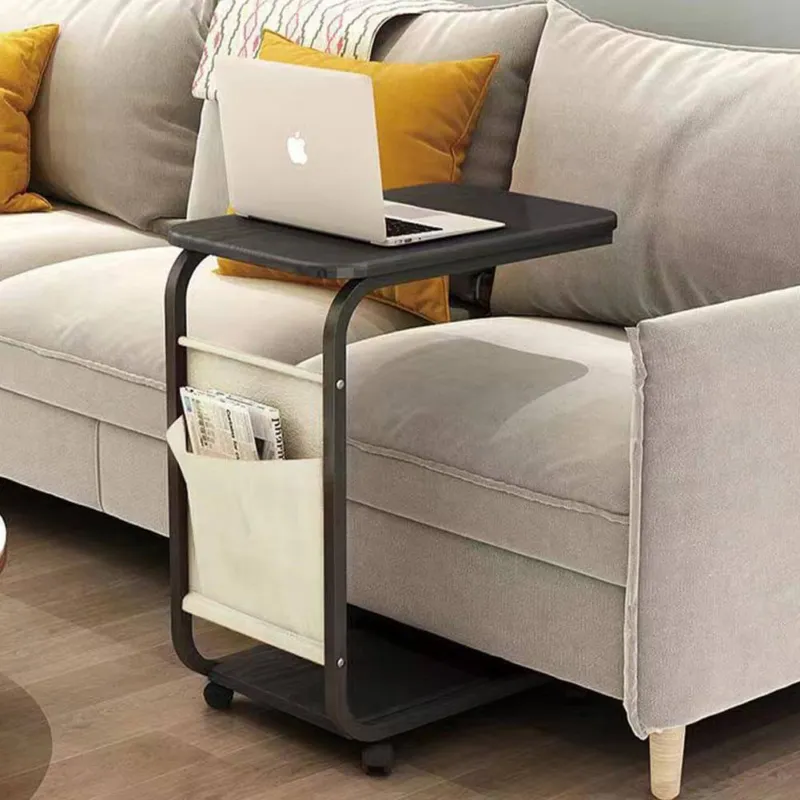 Subito Disponibile Tavolino Ausiliario Nero con Ruote Design Moderno Letto Divano Borsa Portaoggetti