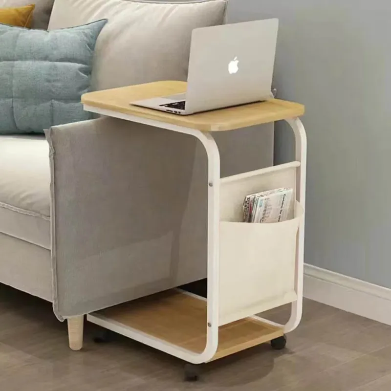 Economico Tavolino Ausiliario Quercia Ruote Design Moderno Letto Divano Borsa Portaoggetti