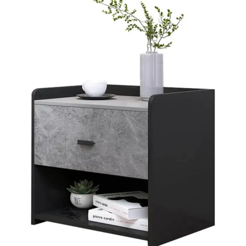Super Prezzo Comodino con 1 Cassetto 2 Ripiani per Camera da Letto Soggiorno 40x30x40 Grigio
