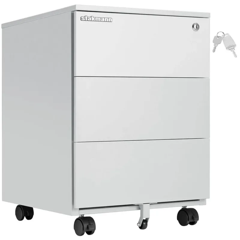 A Buon Prezzo Cassettiera da Ufficio Grigio Mobiletto Portaoggetti per Documenti con Serratura