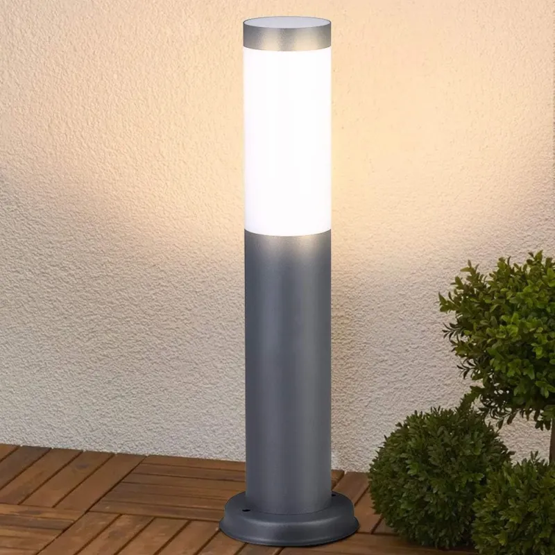 Lampada Paletto Luce Giardino Acciaio Palo Illuminazione Esterno 45cm E27 Grigio Offerta Speciale
