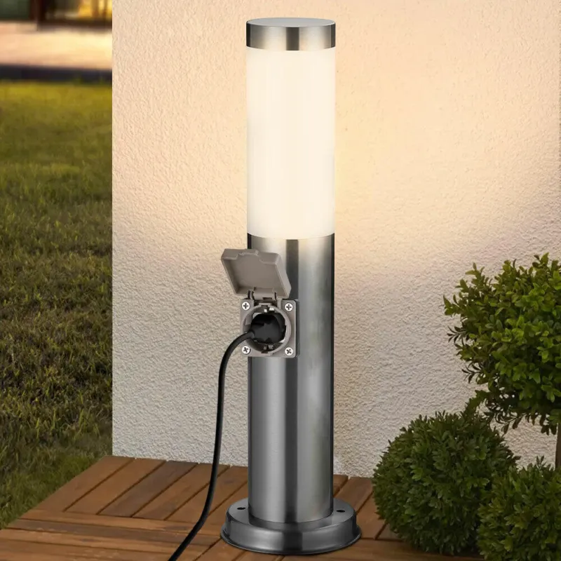 Lampada Paletto Luce Giardino con Presa Shucko Palo Illuminazione Esterno 45 cm Novità