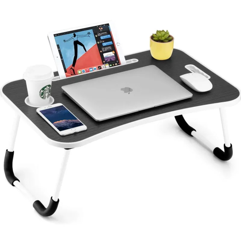 Compra Online Tavolino Vassoio da Letto Divano per Notebook PC Tablet Pieghevole Leggio Nero