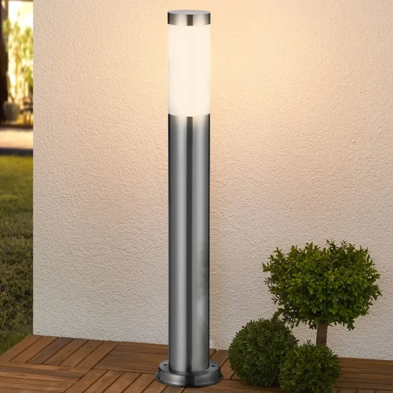 Lampada Paletto Luce Giardino Acciaio Palo Illuminazione Esterno 100cm E27 Cromo Non Perdere