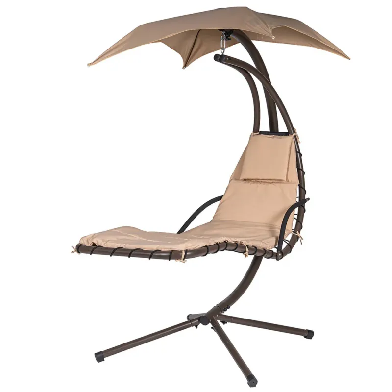 A Buon Prezzo Dondolo Lettino Sospeso Da Giardino Con Parasole e Cuscino 2x2 Amaca Colore Beige