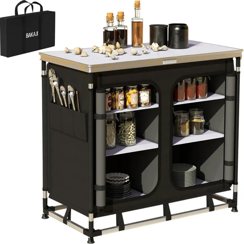 Cucina da Campeggio Pieghevole e Borsa Trasporto Cucinotto da Esterno 100x48x84cm Occasione Imperdibile