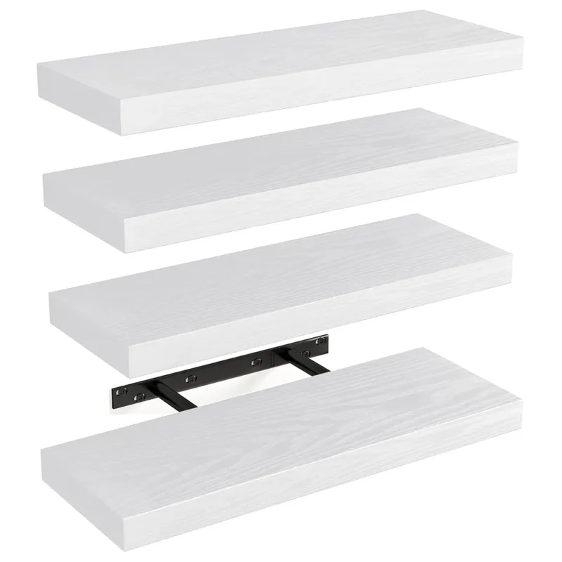 Super Prezzo Set 4 Mensole da Parete Bianco in Legno Scaffali a Muro Scaffalatura Multiuso