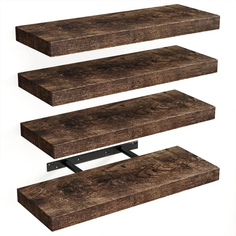 Set 4 Mensole da Parete Quercia in Legno Scaffali a Muro Scaffalatura Multiuso Spedito Oggi