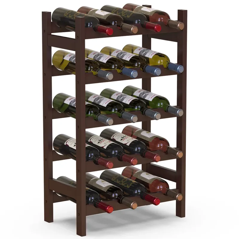 Cantinetta Portavino in Legno Bambù Noce con 20 Scomparti Bar Portabottiglie Affare