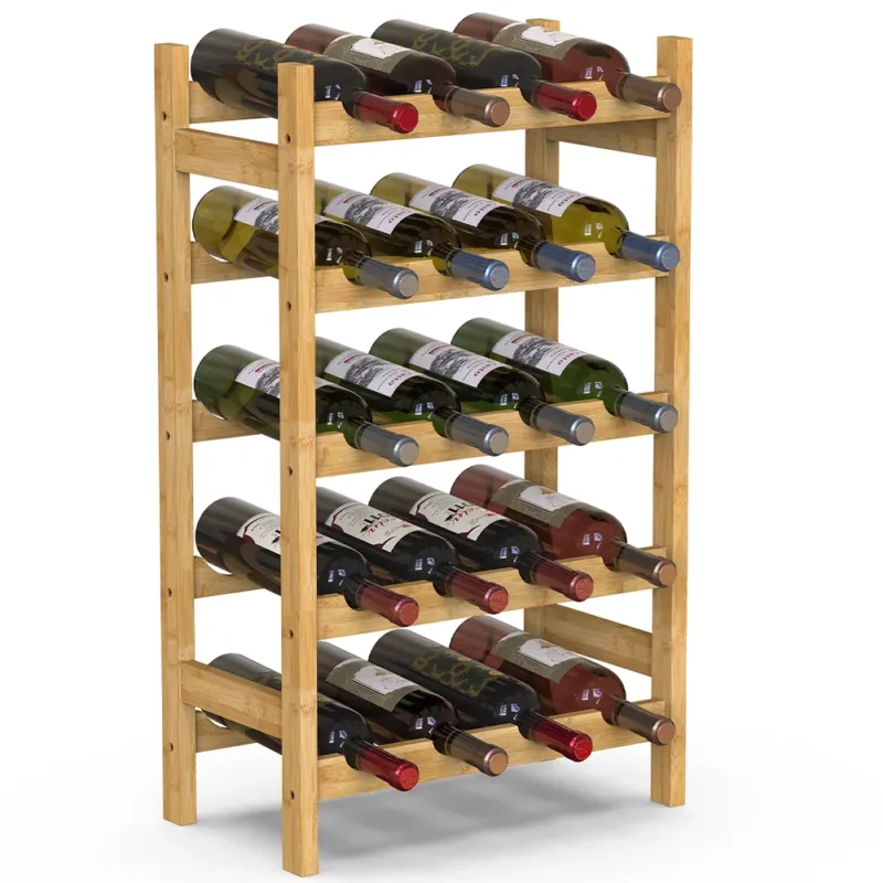 Compra Oggi Stesso Cantinetta Portavino in Legno Bambù Naturale con 20 Scomparti Bar Portabottiglie