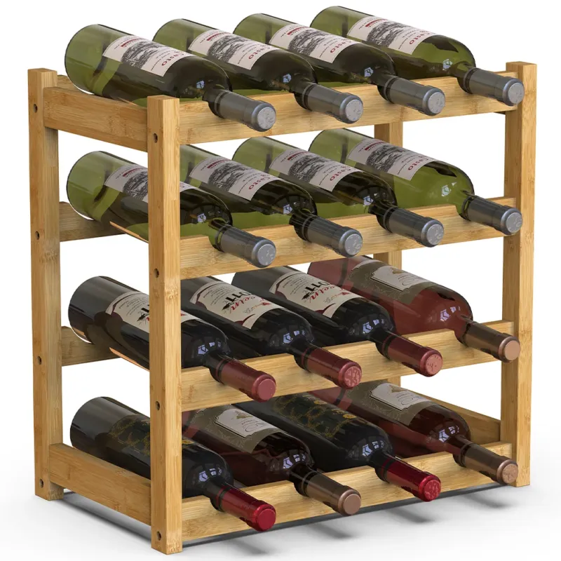 Prezzo Basso Cantinetta Portavino in Legno Bambù Naturale con 16 Scomparti Bar Portabottiglie