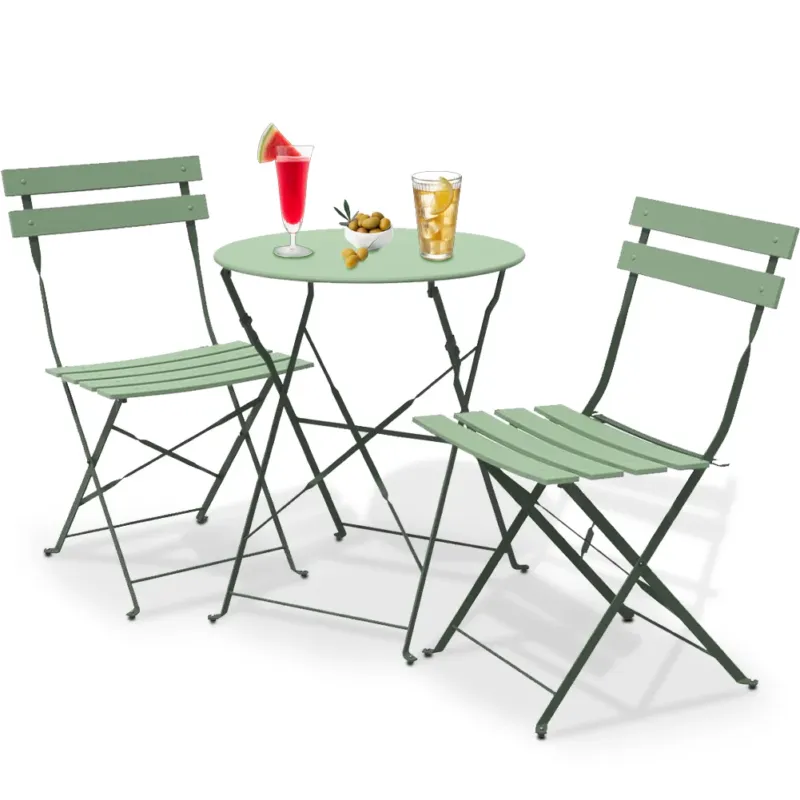 Occasione Imperdibile Set 3 Pezzi Giardino Tavolo con 2 Sedie da Bistrot Pieghevole Modello Parigi