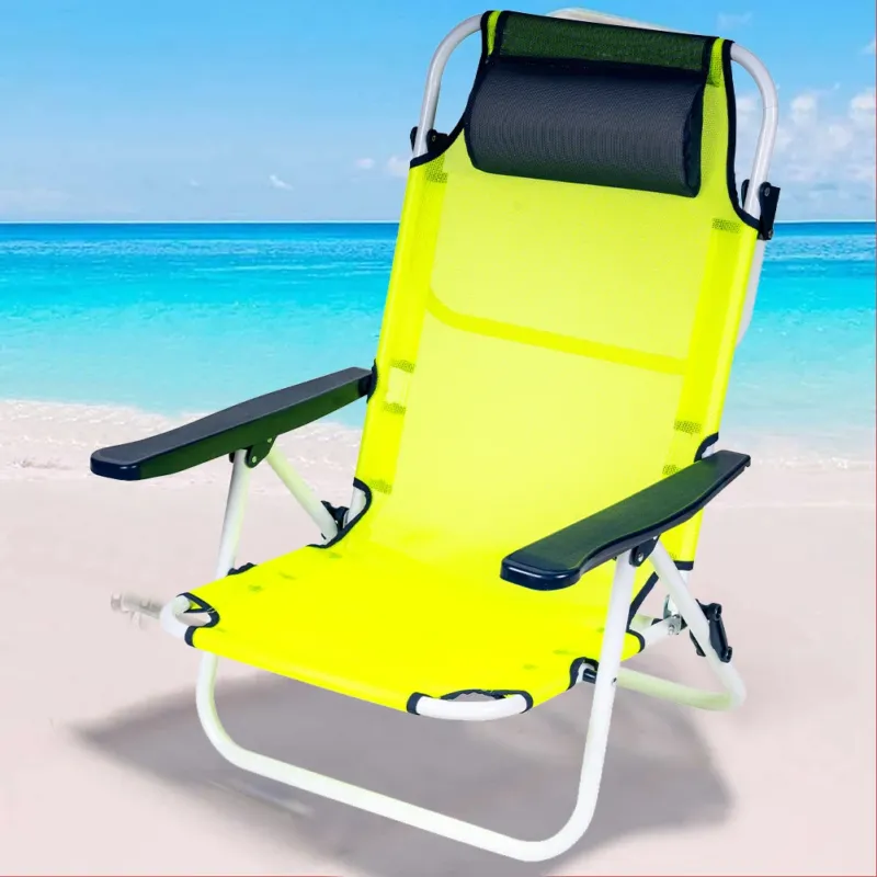 Spiaggina Sedia Prendisole Pieghevole Mare Spiaggia Sdraio Reclinabile Verde Neon Reso Gratuito