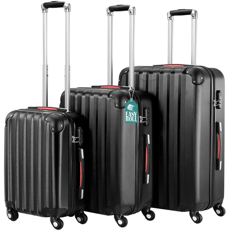 Ultima Occasione Set 3 Valigie Rigide Ruote Easy Roll Trolley Bagaglio a Mano Viaggio Nero M L XL