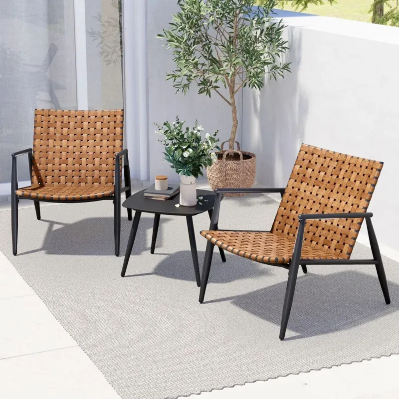Miglior Prezzo Set Patio 3 Pezzi da Esterno 2 Sedie Seduta Intrecciata e Tavolo Mobili Giardino