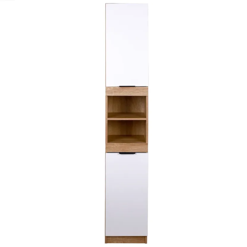 Ultima Occasione Mobile a Colonna Bianco + Quercia Armadietto Salvaspazio da Bagno 32x34x188.5cm