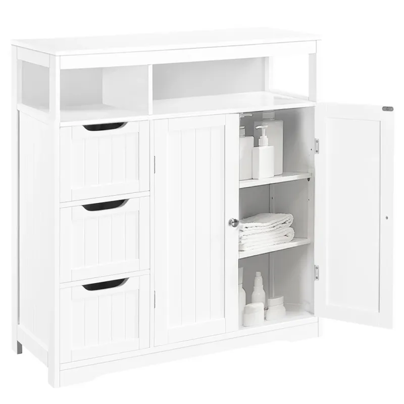Mobile da Bagno Armadietto da Terra 3 Cassetti e 2 Ante Armadio 80.5x30x86.5cm Consegna Rapida