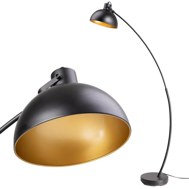 Prezzo Scontato Lampada Arco Piantana Terra Design Moderno Industriale Metallo Luce E27 Nero Oro