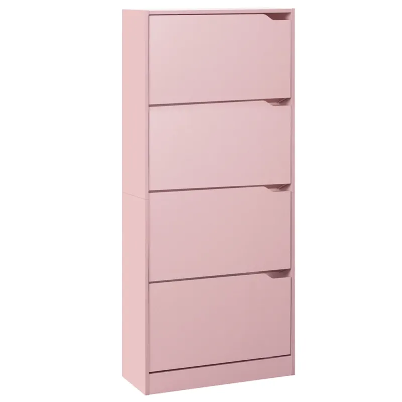 Scarpiera 4 Ante Ripiani Doppia Profondità Porta Scarpe Colore Rosa 63x24x150cm Compra Adesso