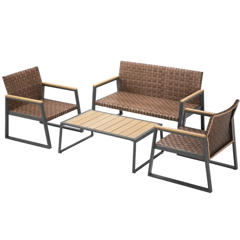 Set Salotto da Giardino Salottino in Polyrattan con Poltrone e Tavolo da Esterno Super Prezzo