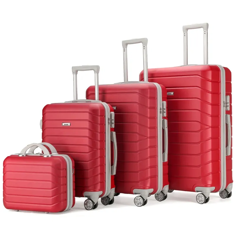 Set 4 Valigie Rigide Bordeaux Trolley Bagaglio con Beauty Case Viaggio Easy Roll Compra Online