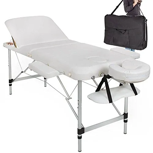 Lettino Massaggi Alluminio Pieghevole 3 Zone Fisioterapia SPA Bianco 12kg +Borsa Compra Online