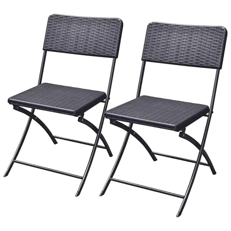 Set 2 Sedie Pieghevoli in Polyrattan Bianco da Esterno Salvaspazio Giardino Nero Must-Have