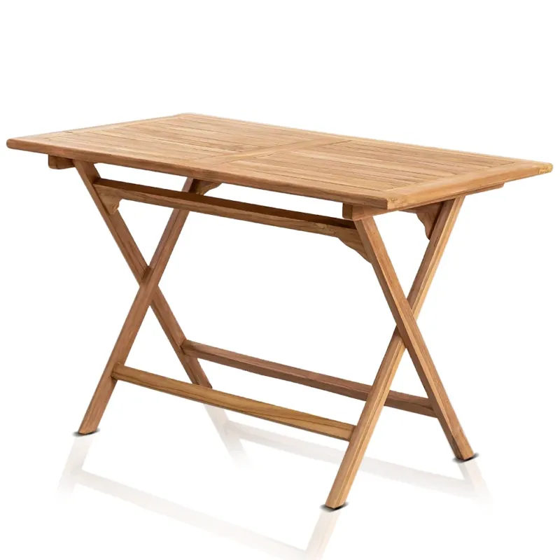 Tavolo Rettangolare Pieghevole in Teak da Giardino 120 x 70 Esterno Salvaspazio Spedito Oggi