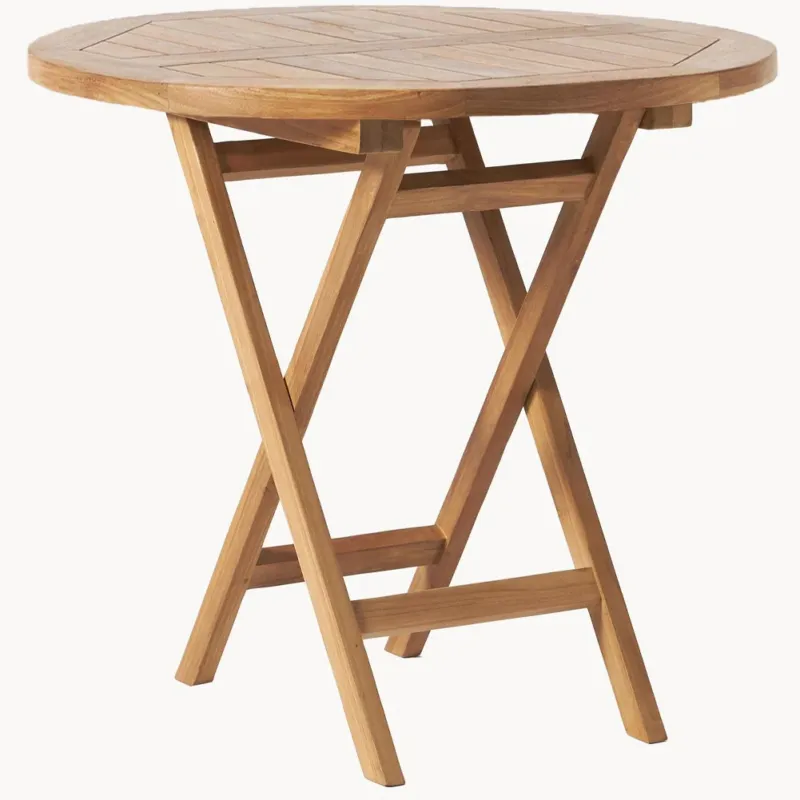 Tavolo Rotondo Pieghevole in Teak da Giardino Diametro 80 da Esterno Salvaspazio Offerta Speciale