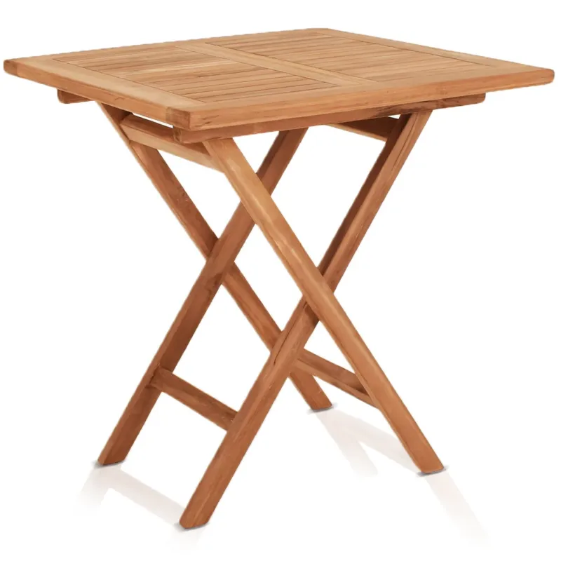 Esclusivo Tavolo Quadrato Pieghevole in Teak da Giardino 80 x 80 cm da Esterno Salvaspazio