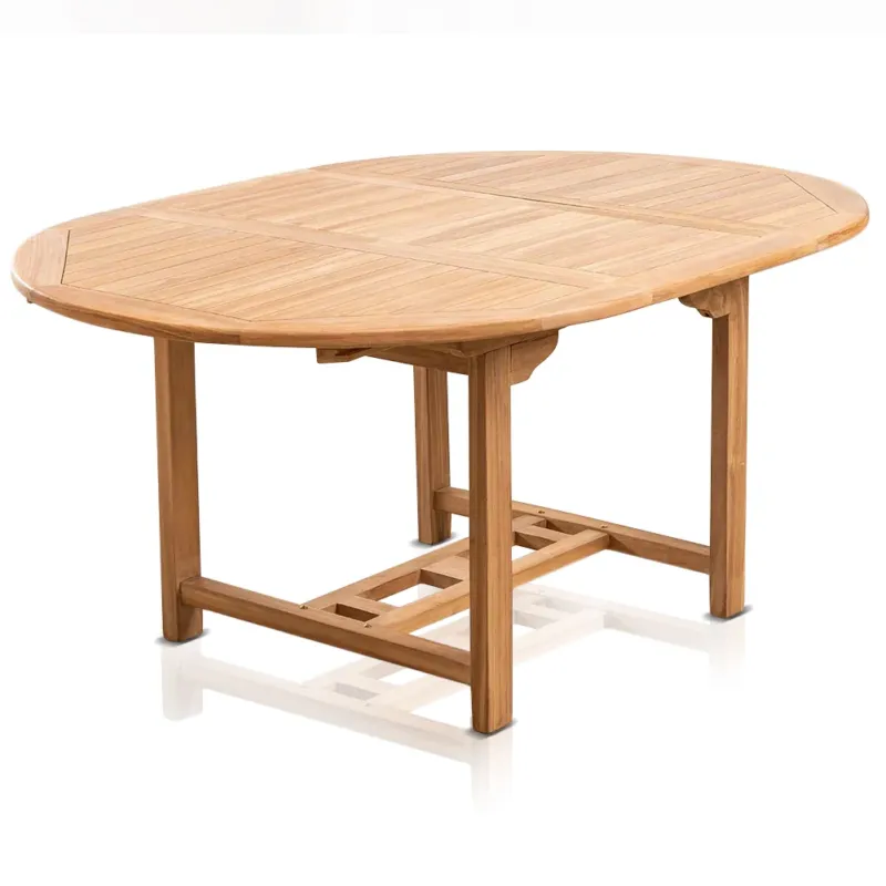 Reso Gratuito Tavolo Estensibile Rotondo Ovale 120/170 CM da Giardino Esterno Allungabile Teak