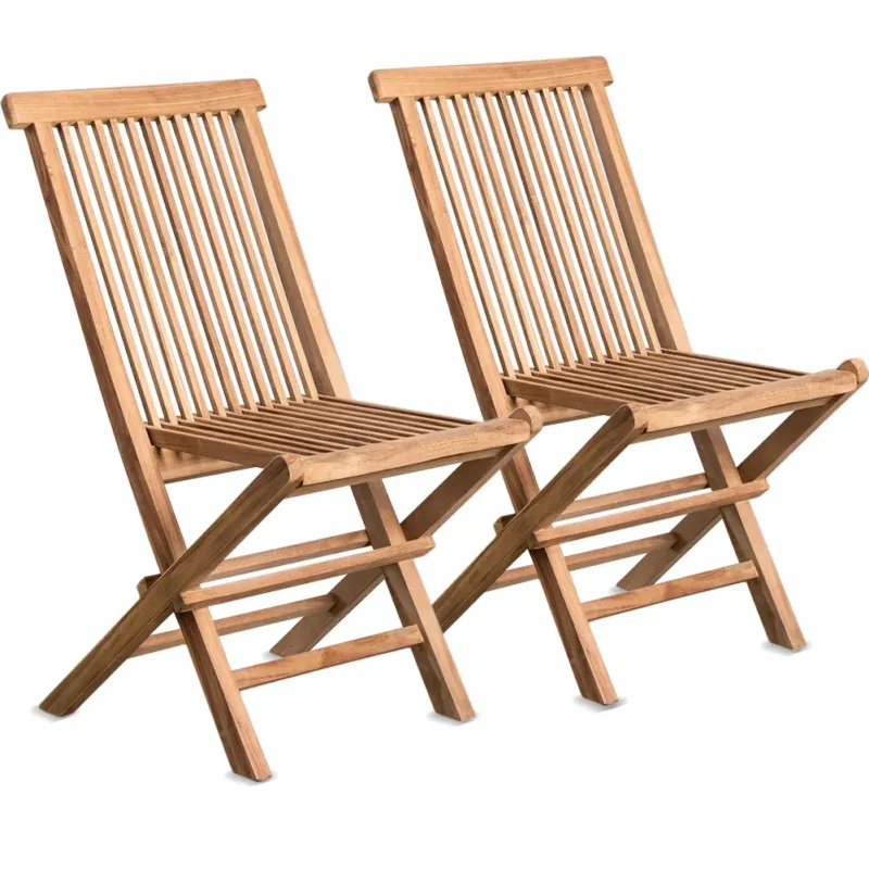 Consegna Rapida Set 2 Sedie Pieghevoli da Giardino Legno Teak Sedia Pieghevole da Esterno Balcone