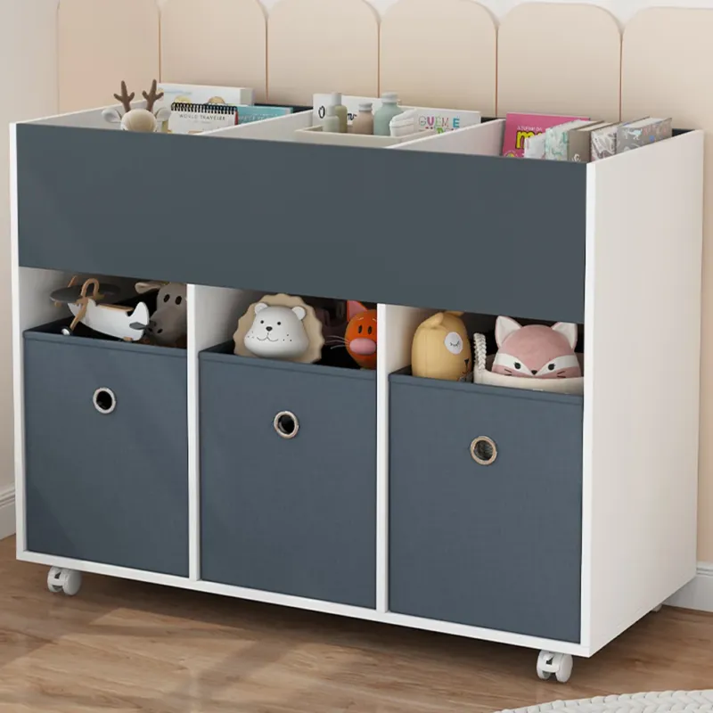 Offerta Scaffale per Bambini 3 Cassetti Tessuto Libreria Ruote Scaffalatura Portaoggetti
