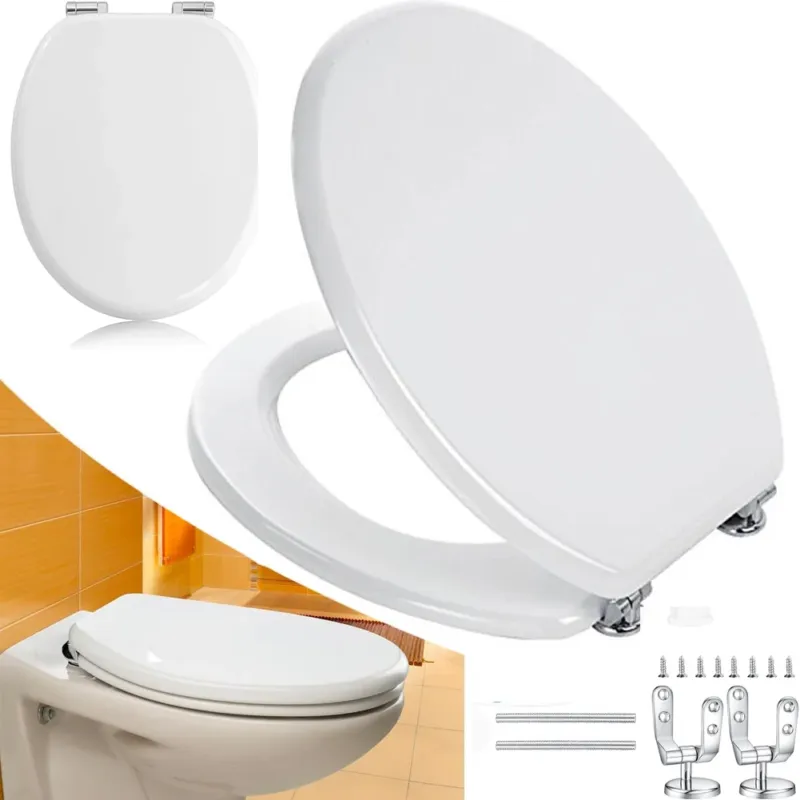 Copriwater Universale Copri WC Legno MDF Coprivaso Sedile Bianco Water pesante Novità