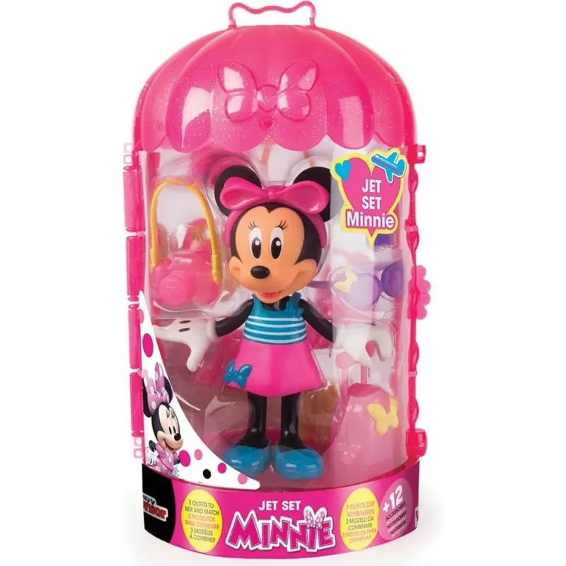 Minnie Jet Set Bambola 15 cm 12 Accessori 3 Vestiti Intercambiabili Idea Regalo Saldi