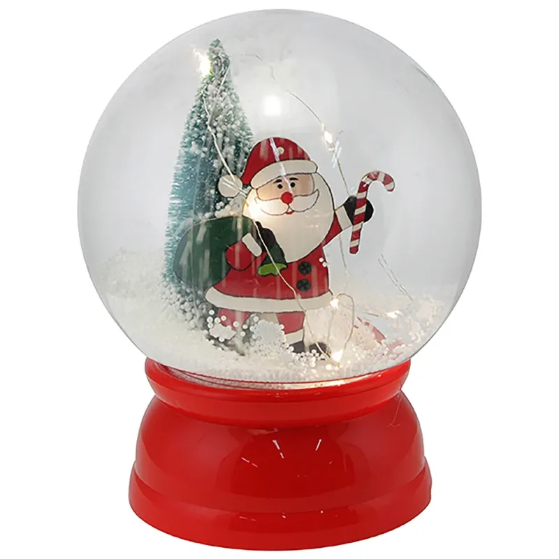 Ampolla Natalizia Palla con Effetto Neve e Babbo Natale 20x25cm Decorazione LED Pagamento Sicuro
