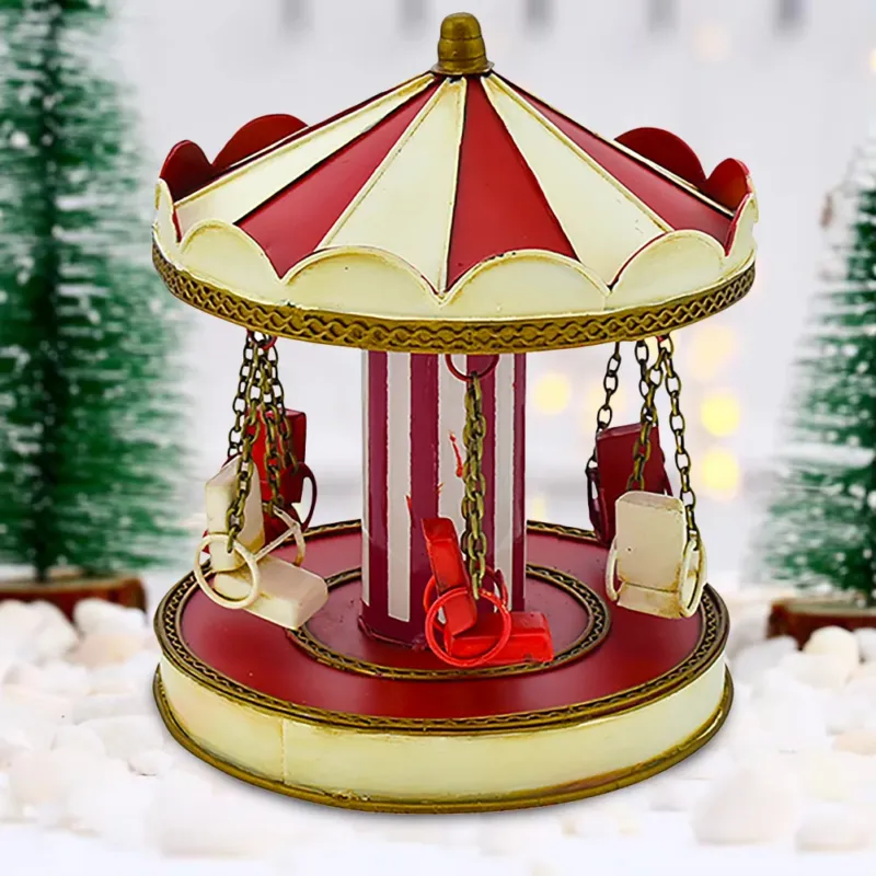 Miglior Prezzo Giostra in Metallo Natale Decorazione Addobbo Natalizio Decorativo 19x19x23cm