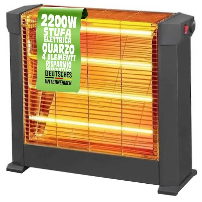 Stufa elettrica Super Potente 2200 watt KS-2760 a quarzo 4 Elementi - Doppia Reg. Spedizione Espresso