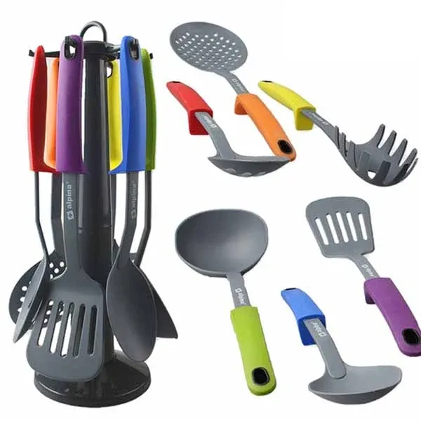 Sconto Set Da Cucina 7PZ Mestolo Spatola Cucchiaio Spaghetti Schiumaiola Siviera Alpina